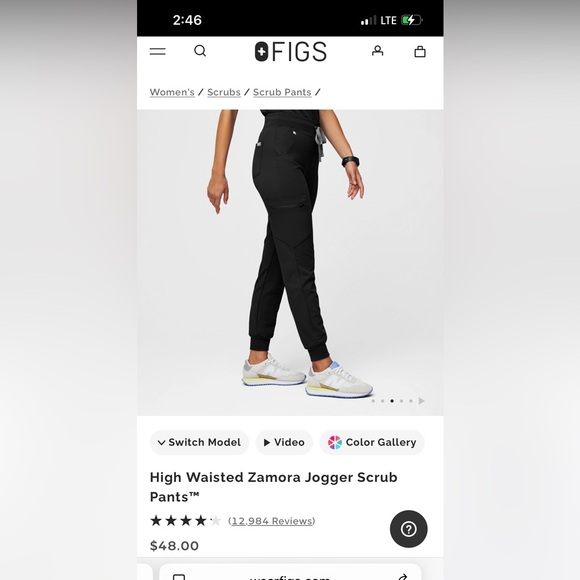 High Waisted Zamora Jogger Scrub Pants in Black size medium petite - Picture 2 of 6